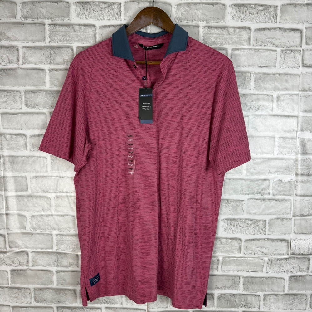 Travis Mathew CCV Common Interest Rose Heather Polo Shirt Mens Large NWT New